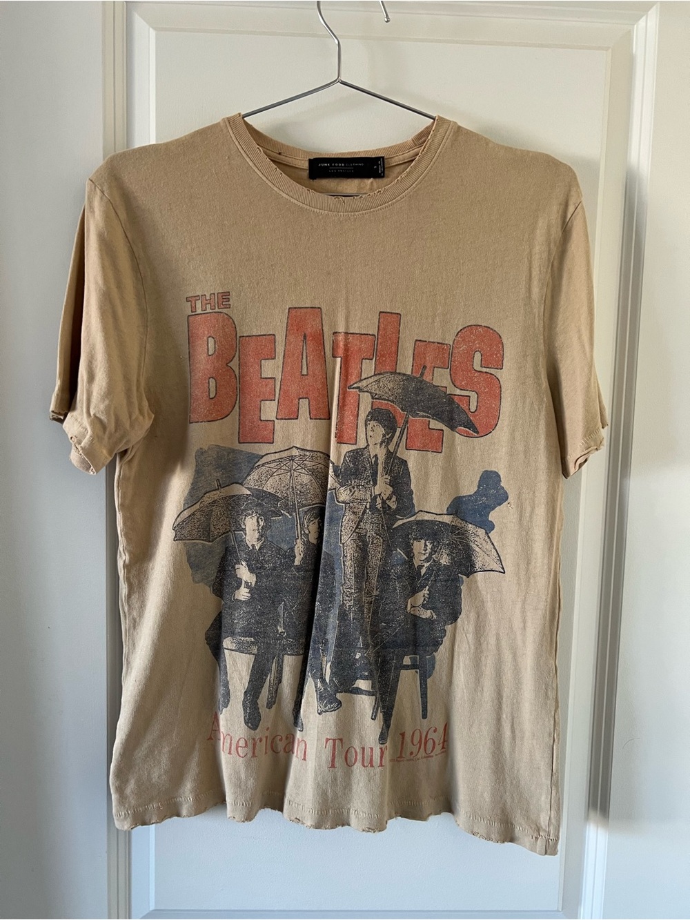 Junk Food Clothing Beige The Beatles Umbrellas Hard Day’s Night Graphic Tee S